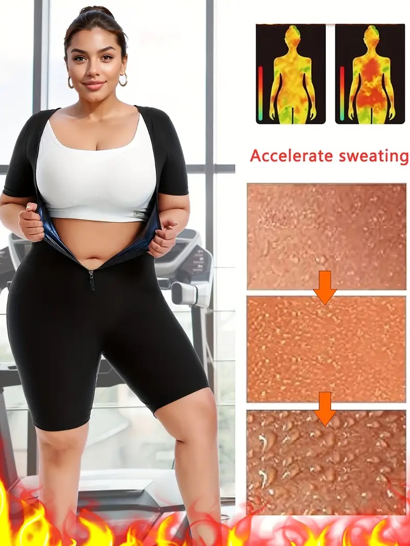 Sauna Suit Romper For Women Slimming Waist Trainer Vest 3 In 1 Sliming Full Body Shaper Gym Workout Top With Short Sleeve 7