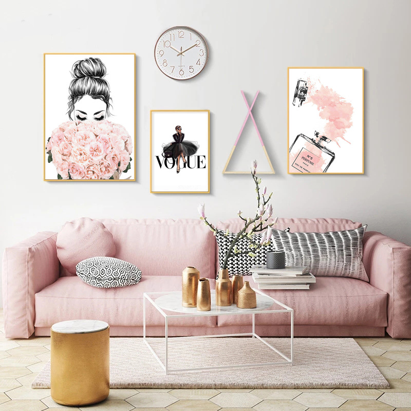 High Heels Books Perfume Bottle Magazine Modern Home Decoration Painting