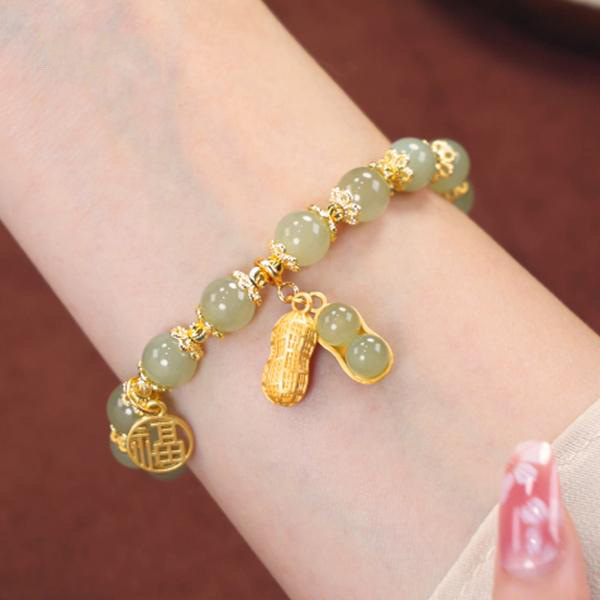 Title 4, Peanut Hotan Jade Bracelet Female Full String P...