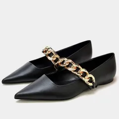 Women's Shoes Chain Decoration Fashion Flat Bottom - Black - View 1