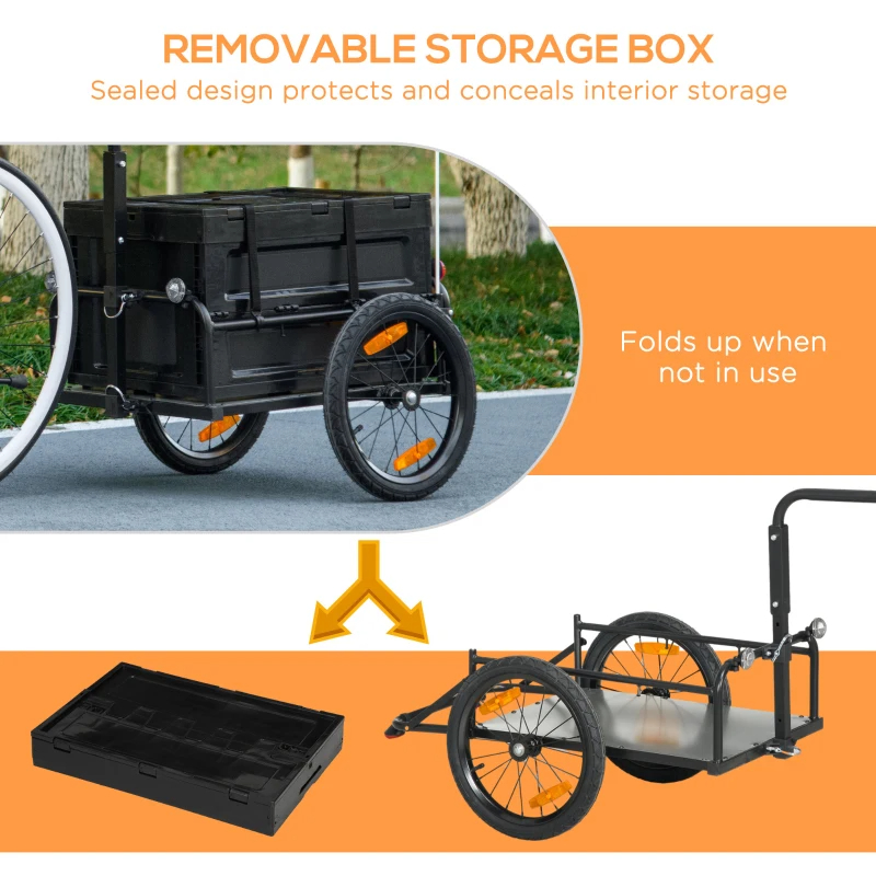 Trailer For Bike, Bicycle Cargo Trailer With Removable Storage Box, No Bottom