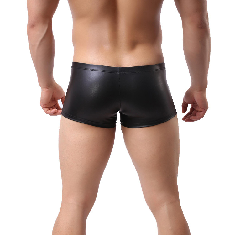 Men's Fashion Casual Faux Leather Tank Top Shorts Leather Boxer - Shop at LoveMi