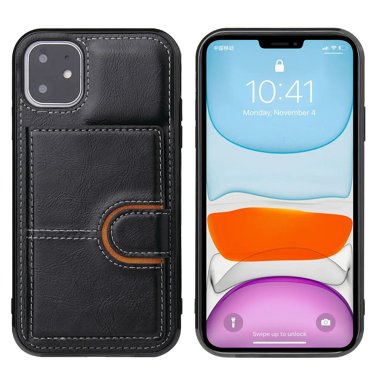 Multi-function Card Holster With Leather Phone Case