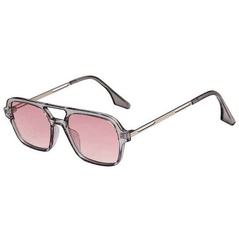Vintage Double Bridge Cutout Square Sunglasses - Image 7