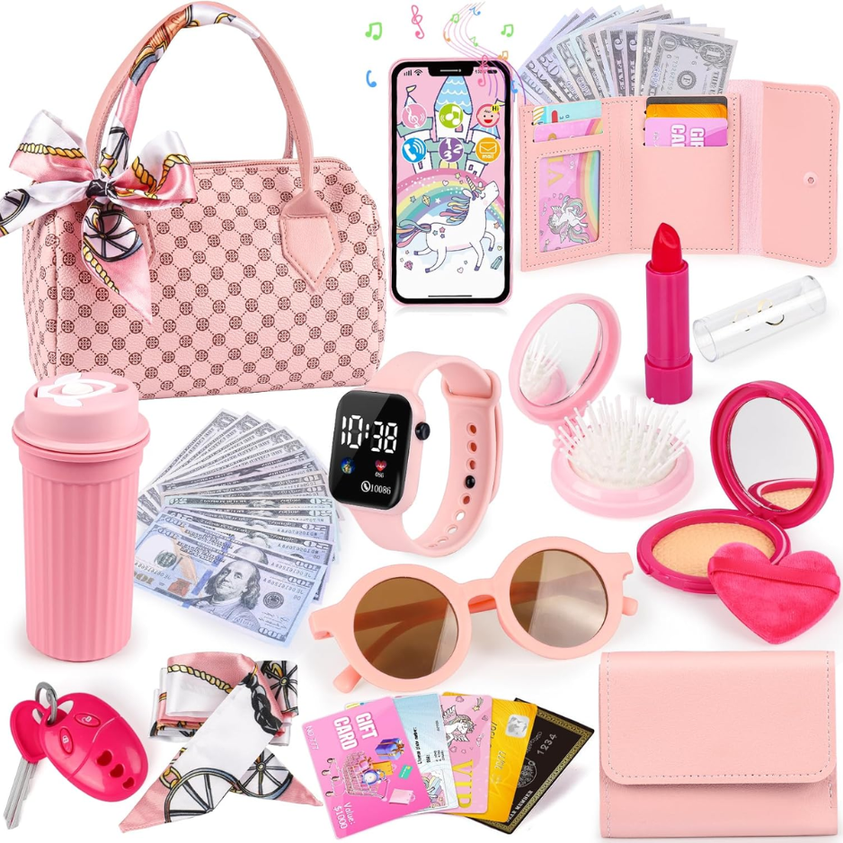 Play Purse With Watch & Phone, Pretend Play Set For Girls Ages 3 To 8 6