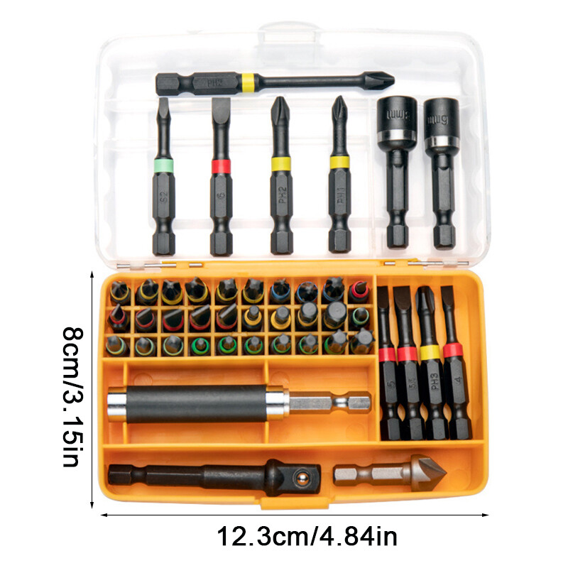 1 4 Impact Drill Screw Driver Nut Bit Magnetic Set Hex Shank 44X Hi Spec UK