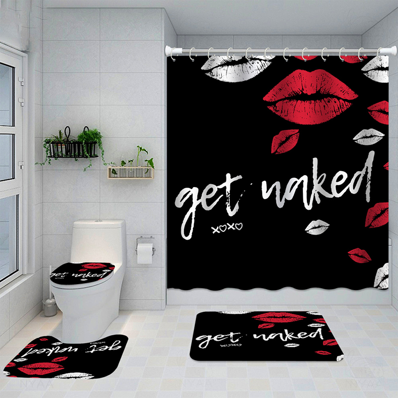 Shower Curtain 4-piece Set, Shower Curtain, Mat 3-piece Set 6