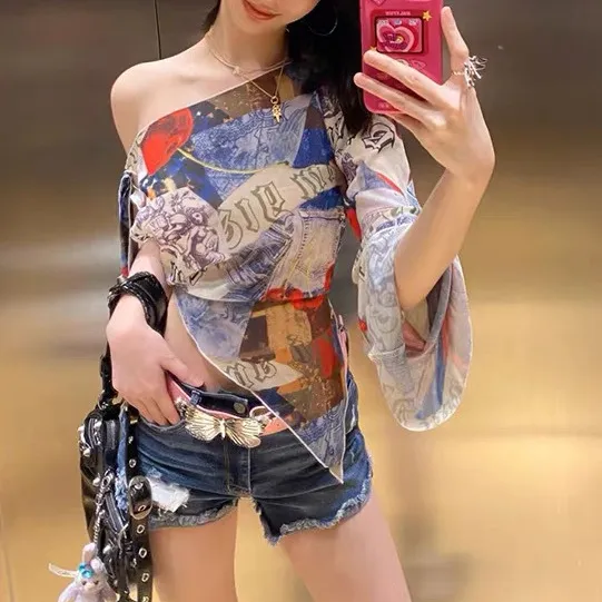 Women's Fashion Simple And Irregular Stitching Temperament Shirt Color M - Shop at LoveMi