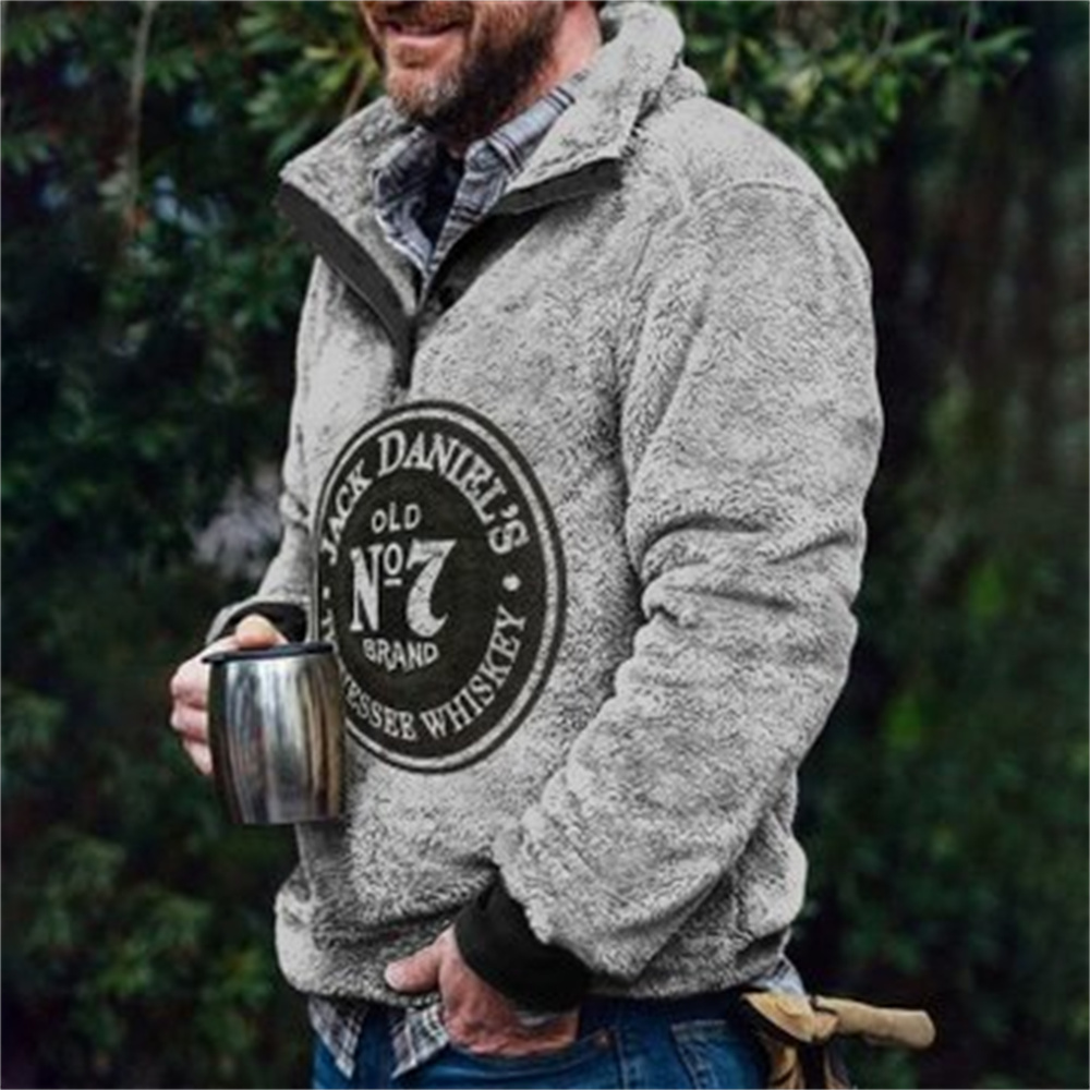 Autumn And Winter Casual Button Pocket Flannel Plush Men's Sweater