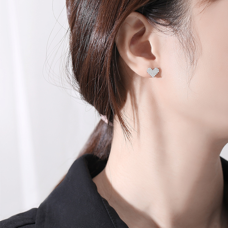 S925 Silver Full Diamond Romantic Love Earrings