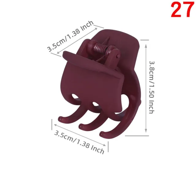High Ponytail 3 Teeth Claw Clip Fixed Gadget Small Headdress Purplish Red Square Grip - Shop at LoveMi