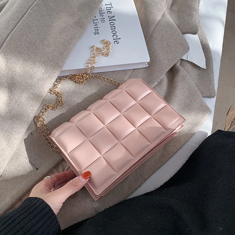 Chain Portable Small Bag Trendy Niche Design Shoulder Bag Female Bag Texture Messenger Bag - Pink
