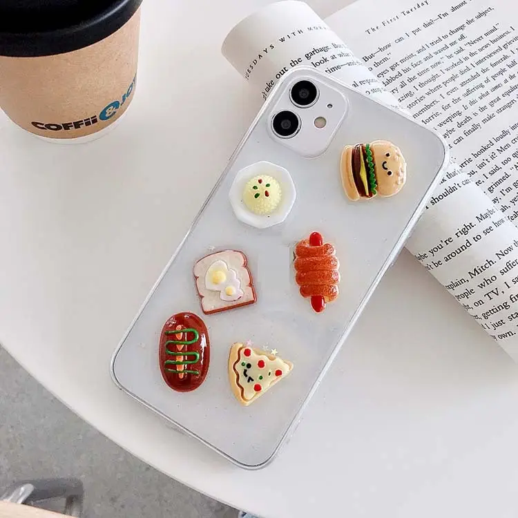 Stereo Pizza Burger Transparent Epoxy Phone Case