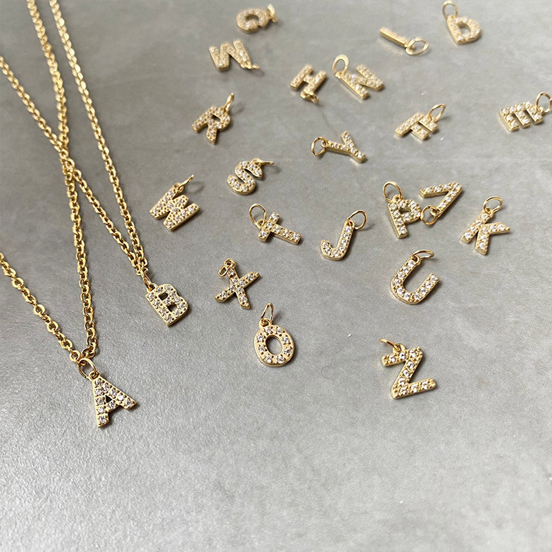 1 Piece 304 Stainless Steel Zircon Ion Plating 14K Gold Real Plated Letter Number Polished Stretch Adjustable Pendant DIY Jewelry Accessories 3