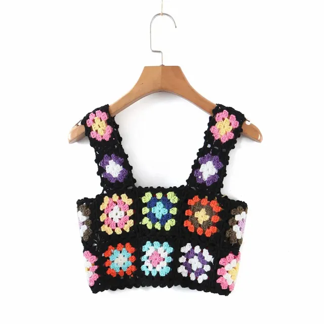 Knit Vest With Contrasting Colors On U Collar Black - Shop at LoveMi