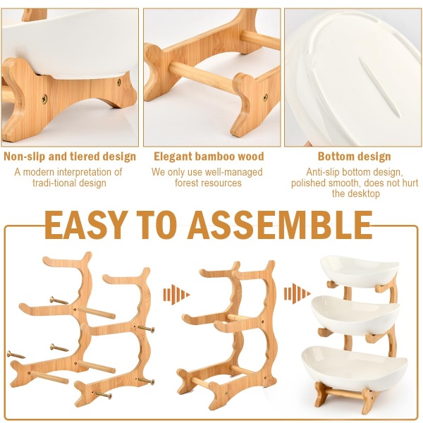 Stacked Fruit Tray Multi-layer Plate Three Compartments Snack Candy Platter Bowl 13