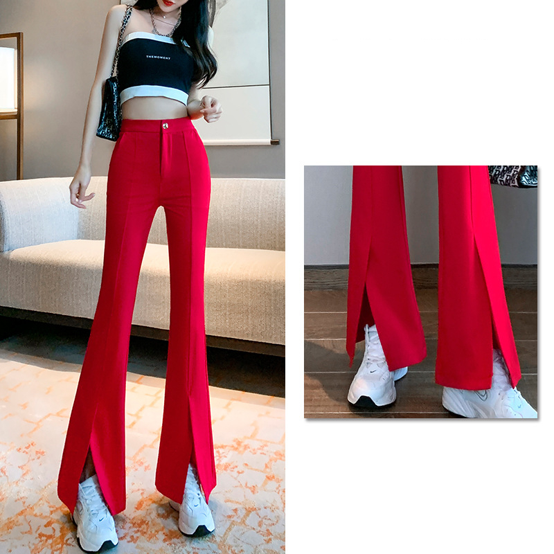 Slim And Drapey Slit Micro All-match Casual Trousers