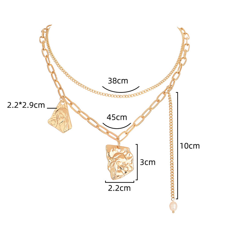 Metal Geometric Figure Double Necklace