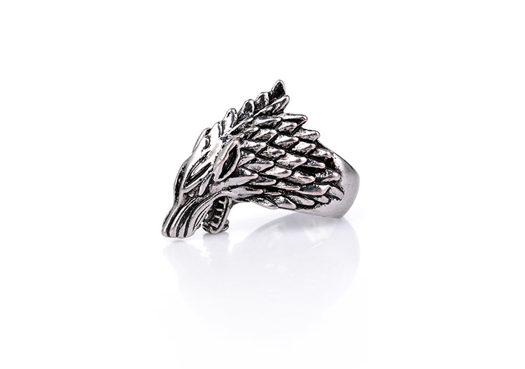 Title 4, Ice Field Wolf Head Mens Vintage Ring