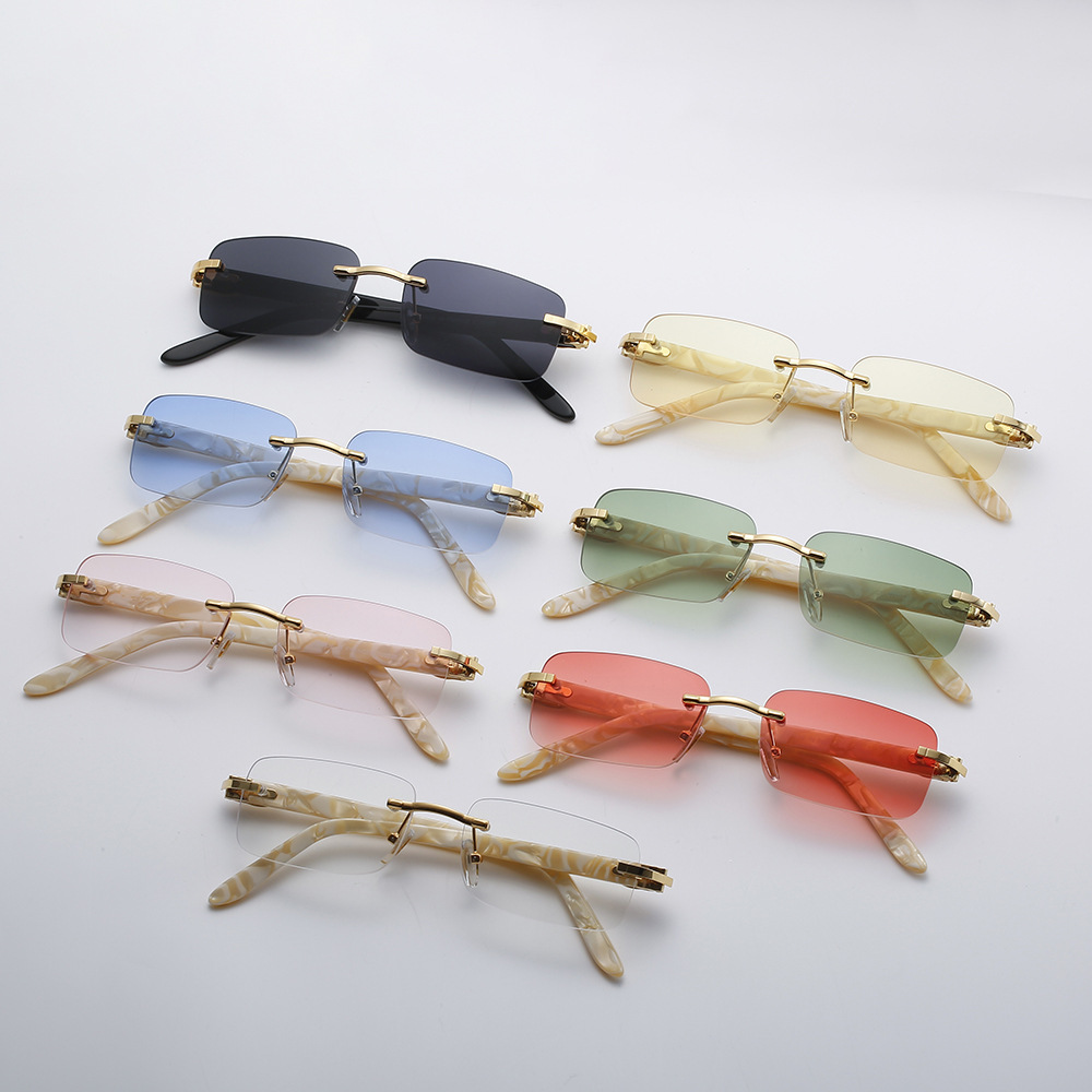 Title 8, Small Square Frameless Acetate Sunglasses