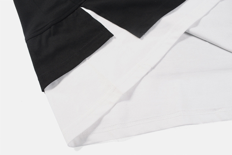 High Street Stitching Fake 2-piece Drop-shoulder Short Sleeves