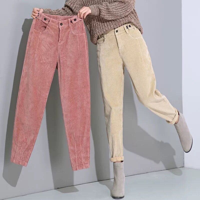 Title 6, Women Pants Loose Corduroy Harem High Waist