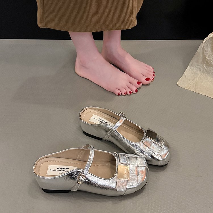 Women's Elegant Versatile Closed Toe Mules, 2026 New Spring Summer Casual Woven Single Strap Mary Jane Mules
