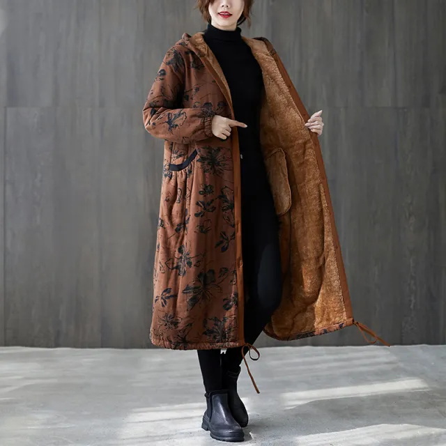 Winter Coat With Velvet And Thick Cotton Jacket Coffee - Shop at LoveMi