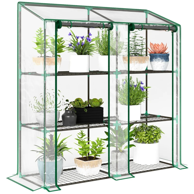 Lean-to Greenhouse with Shelves
