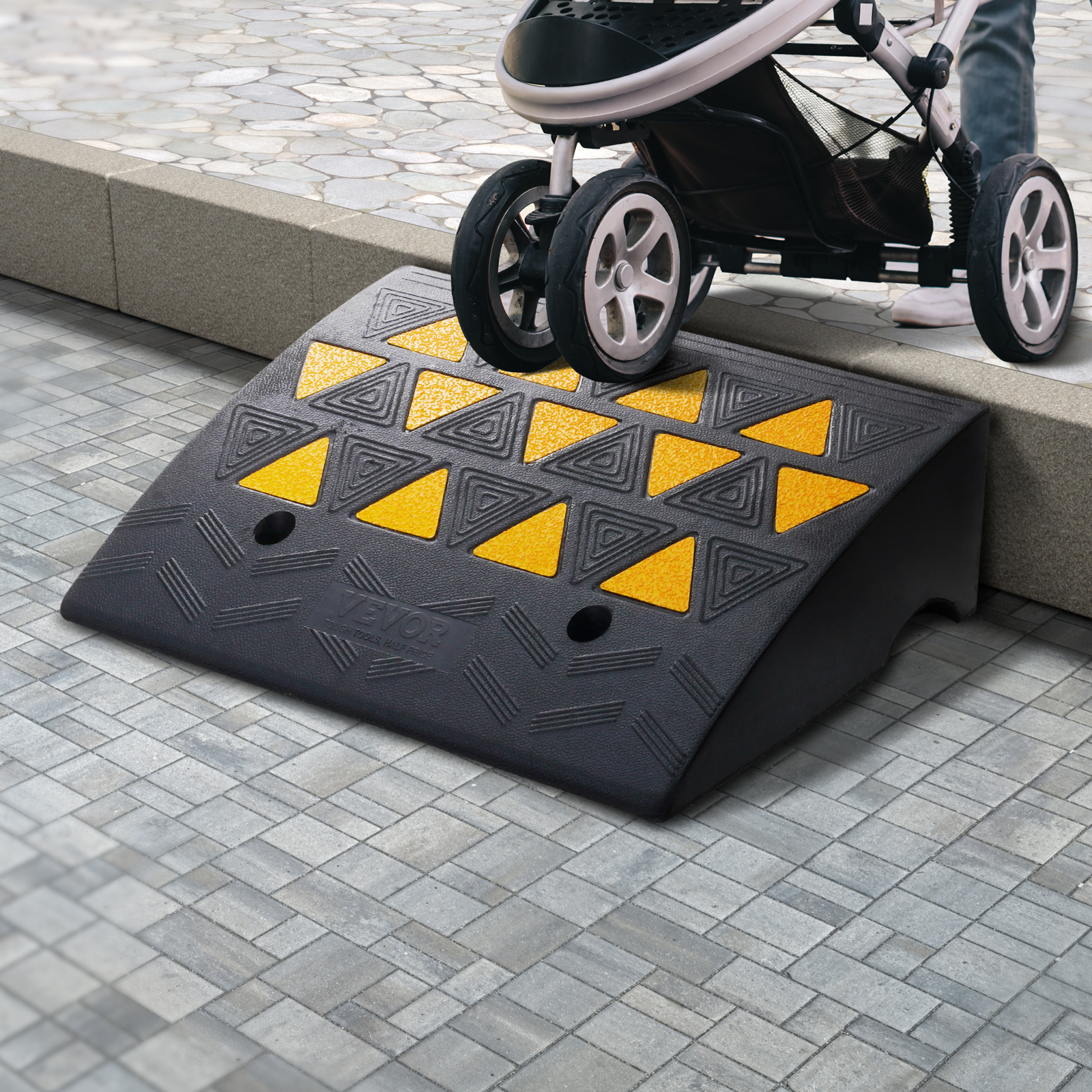 VEVOR Rubber Curb Ramp 2 Pack, 6Rise Height Heavy-Duty 33069 Lbs 15 T Capacity Threshold Ramps, Driveway… image 3