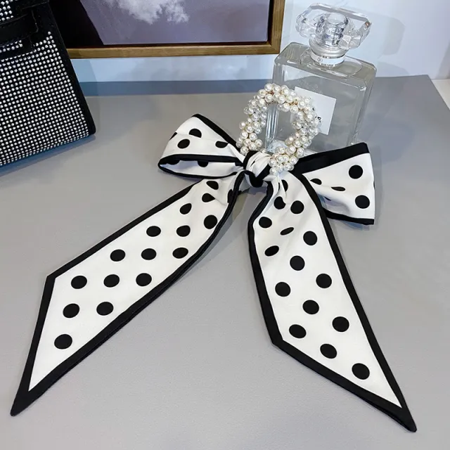 Pearl Head Rope Ribbon Silk Scarf Headband Vitality Spot - Shop at LoveMi