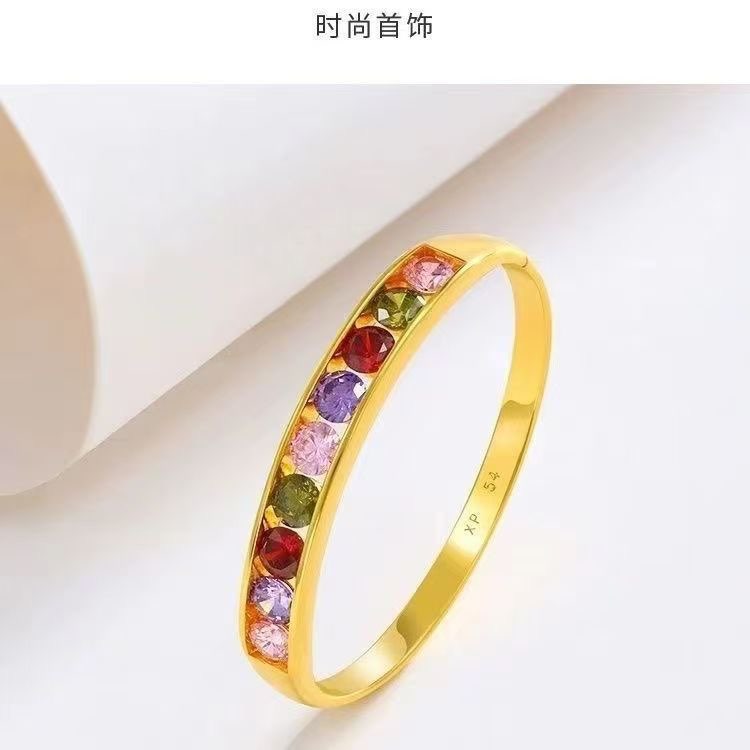 Oval Guifei Bangle With Colored Cubic Zirconia