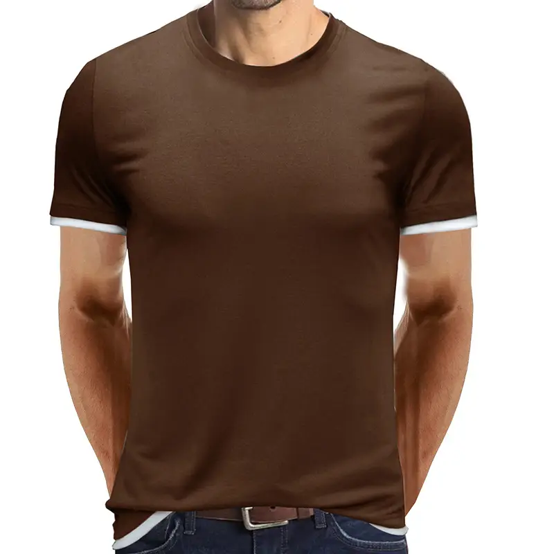 New Solid Color Short Sleeve Men's T-Shirt Crew Neck