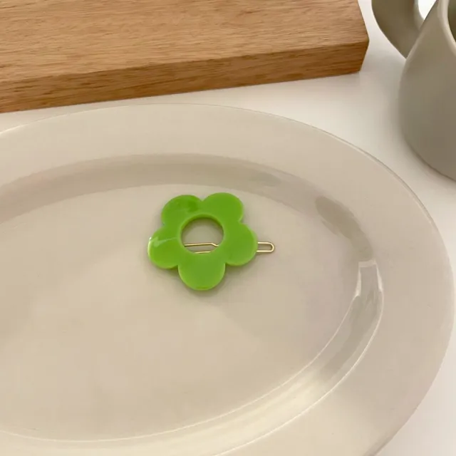 Cute Flower Hairpin Candy Color Hairpin Side Clip Hair Ornament Green - Shop at LoveMi