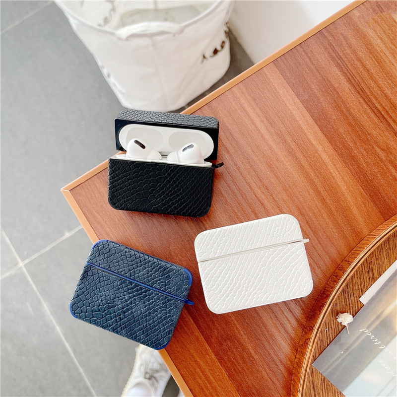 Pure Color Snakeskin Pattern Bluetooth Headset Leather Case