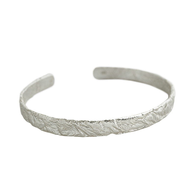 Korean Version S925 Sterling Silver Pleated Bracelet For Women
