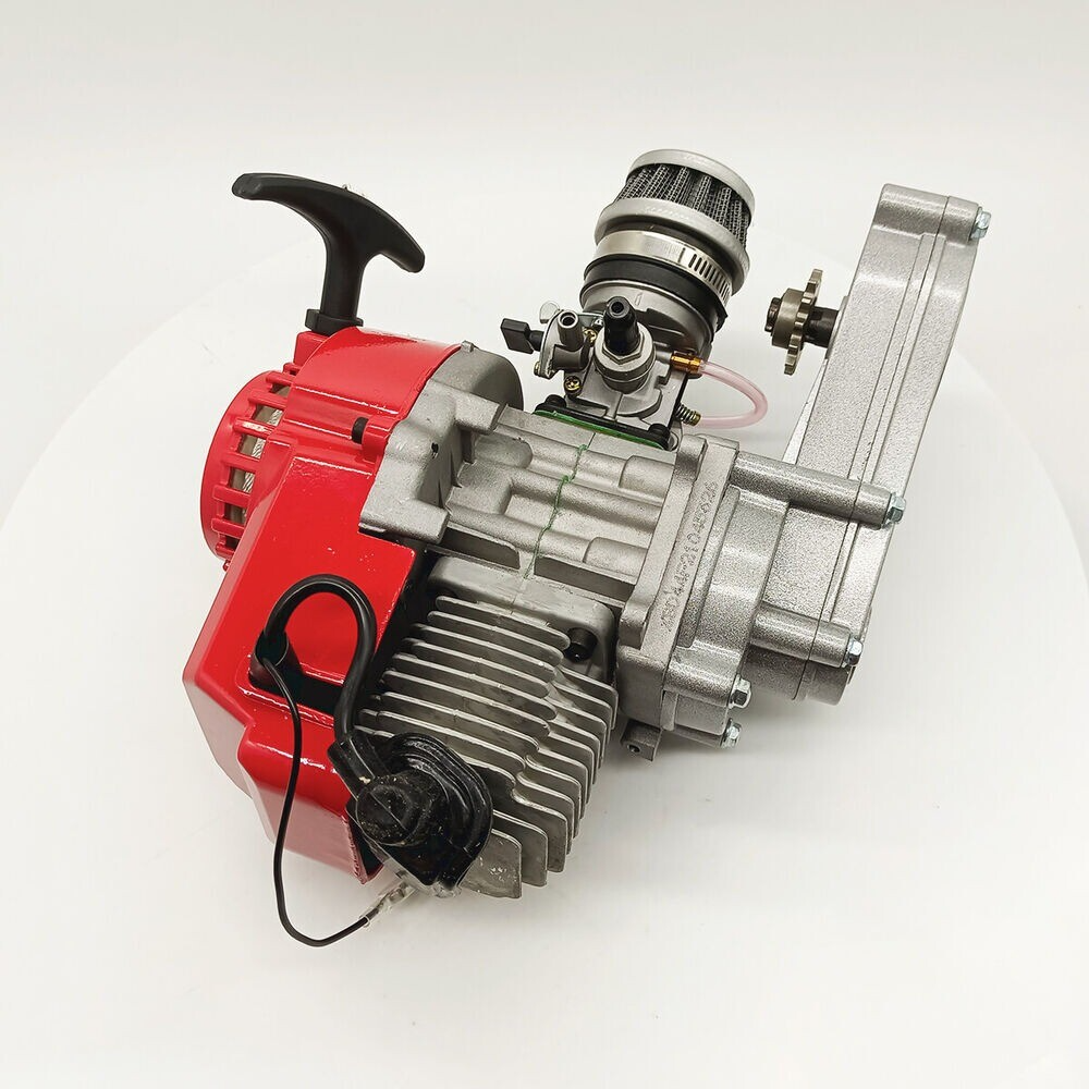 49CC MINI DIRT BIKE ENGINE WITH TRANSFER BOX RED PULL START MOTO — image 7