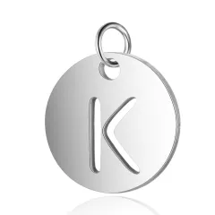 Titanium Steel Hollow Letter Pendant - K - View 1