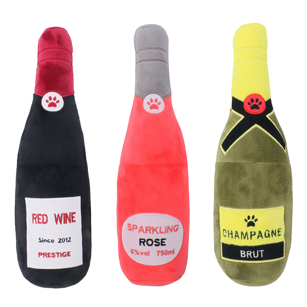 Plush Stuffed Champagne Bottle Dog Toy - Image 12