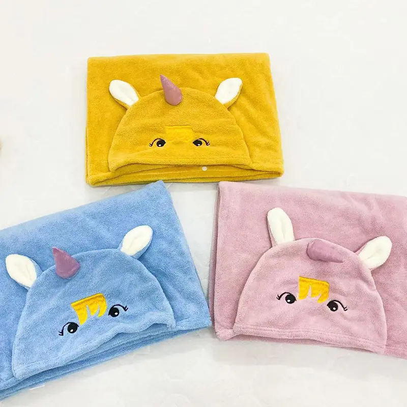 Coral Fleece Hooded Cute Cartoon Bath Towel
