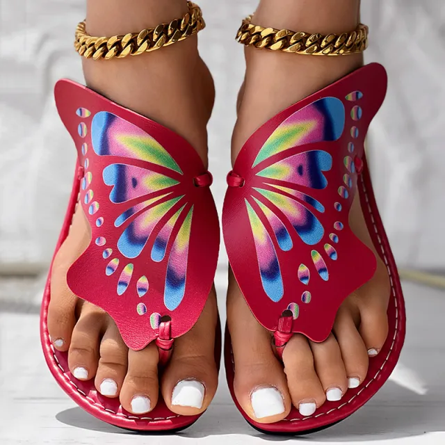 Butterfly Print Round Toe Flip Flops, Comfortable Summer Beach Shoes, Casual Women's Footwear, Perfect For Poolside And Daily Wear Us 6.5 - Shop at LoveMi