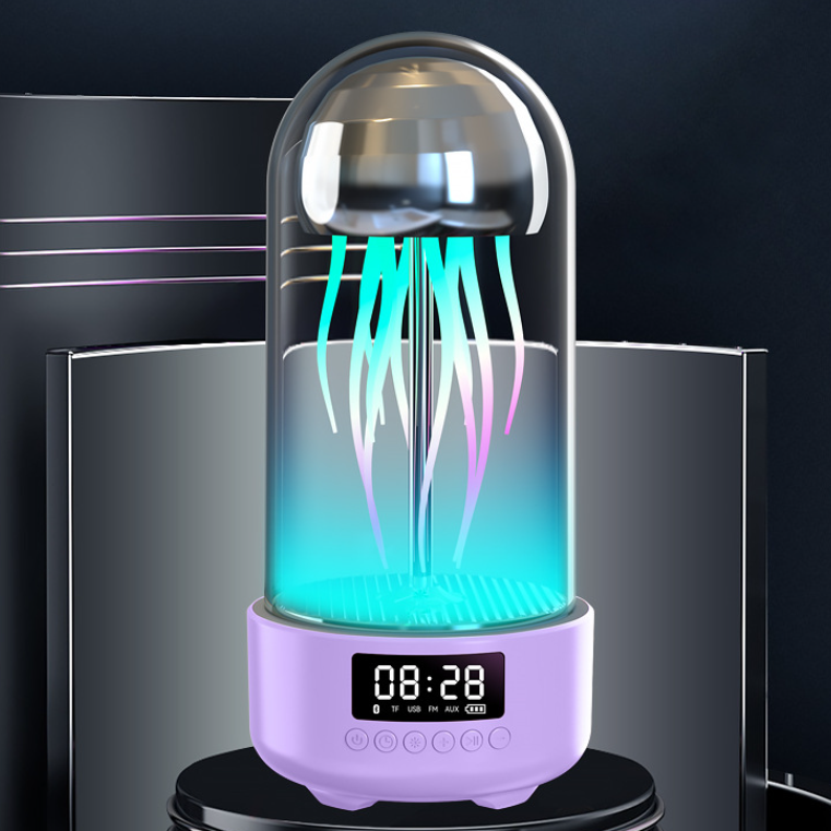 3in1 Colorful Jellyfish Lamp med Clock Luminous bærbar - Miniatyr 10