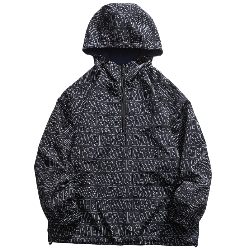 Title 6, Hip-hop Letters Full Print Hooded Jacket