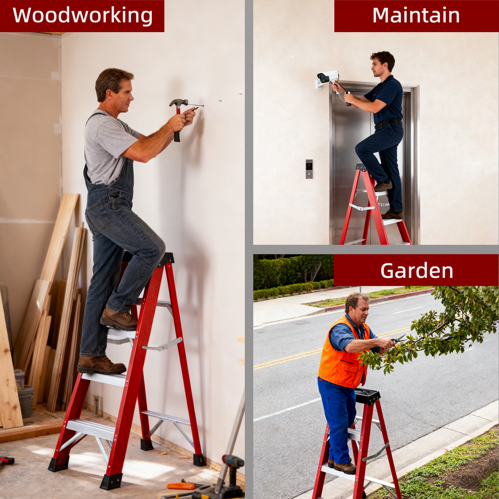 Fiberglass Insulating Ladder, Folding Step Ladder For Safe Electrical Work — foto 2