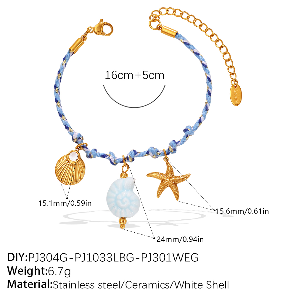 Blue Rope Braided Ocean themed Pendant Set, Featuring Starfish, Dolphins, And Sea Turtles,... thumbnail 5