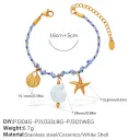 Blue Rope Braided Ocean-themed Pendant Set, Featuring Starfish, Dolphins, And Sea Turtles, Multi-dangling Necklace And Bracelet. view 3