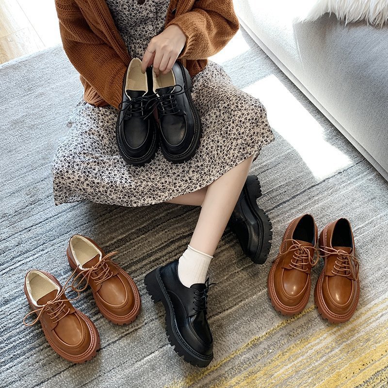 Thick-soled Leather Shoes Soft Thick Heel Women's Shoes