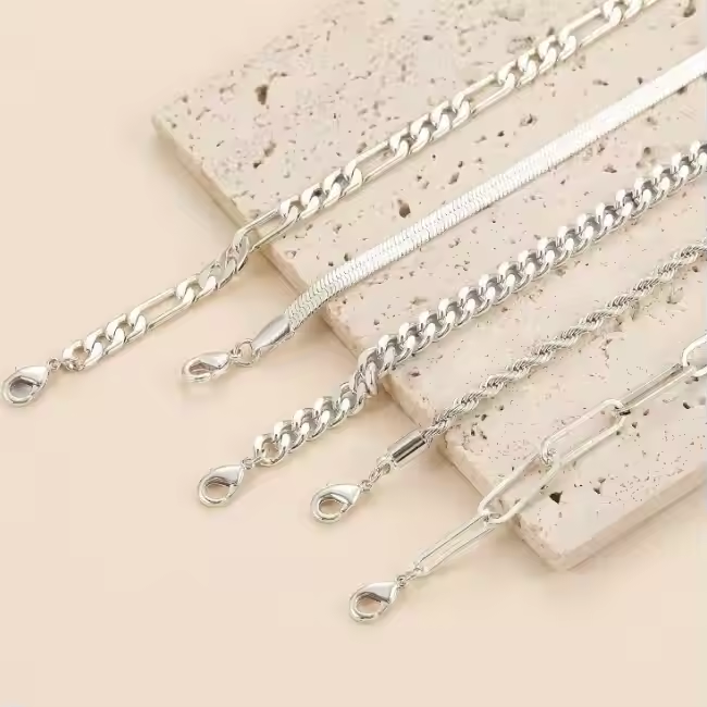 5pcs Silver Bracelets For Women, 14K Silver Plated Dainty Bracelets Set For Women Trendy Adjustable Stackable Bracelets - Image 7