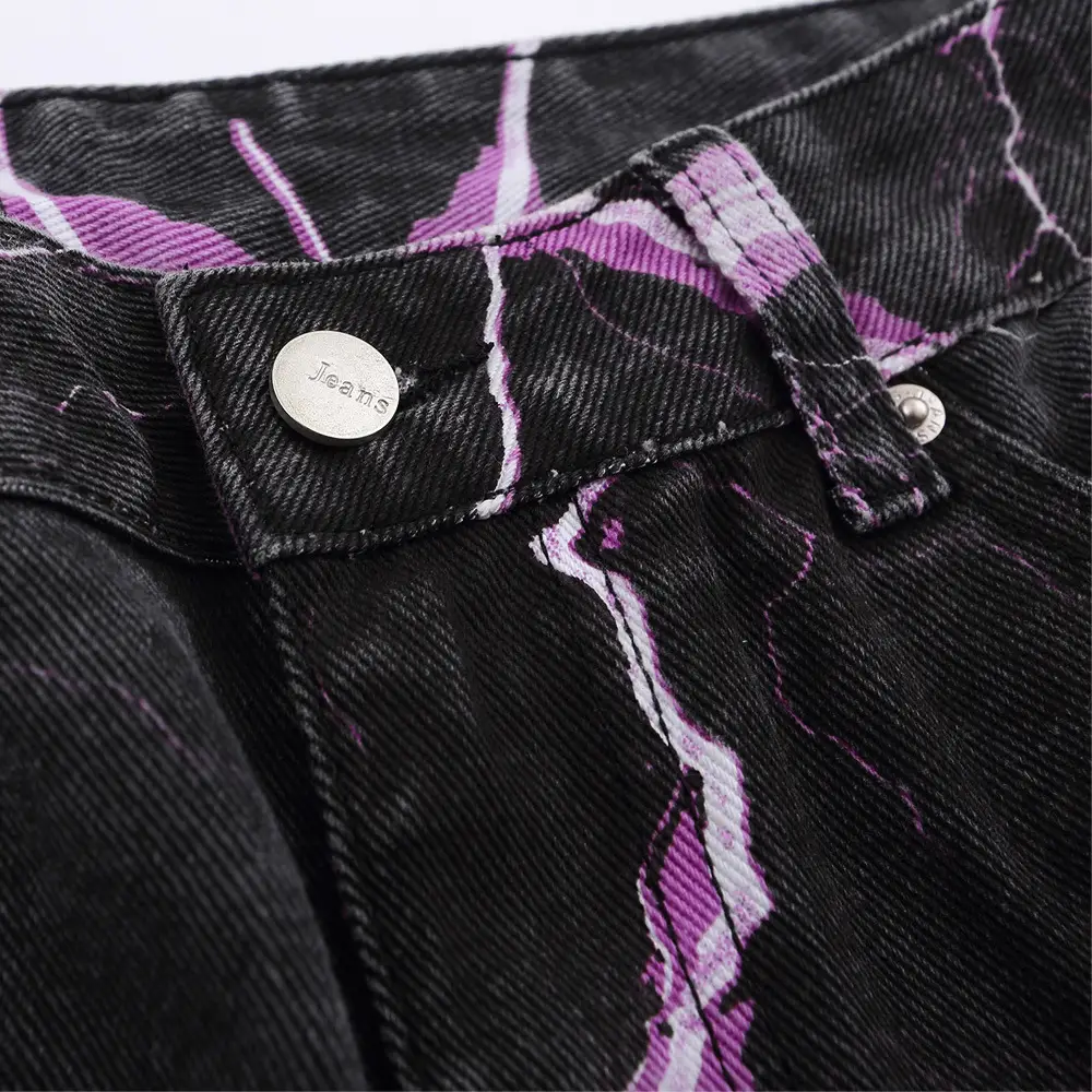 Lightning Print Tie-dye Jeans For Men On The Street