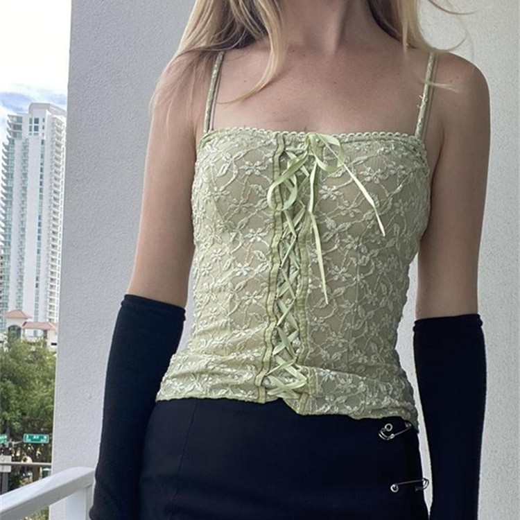 Small Sling Lace Stitching Tied Top